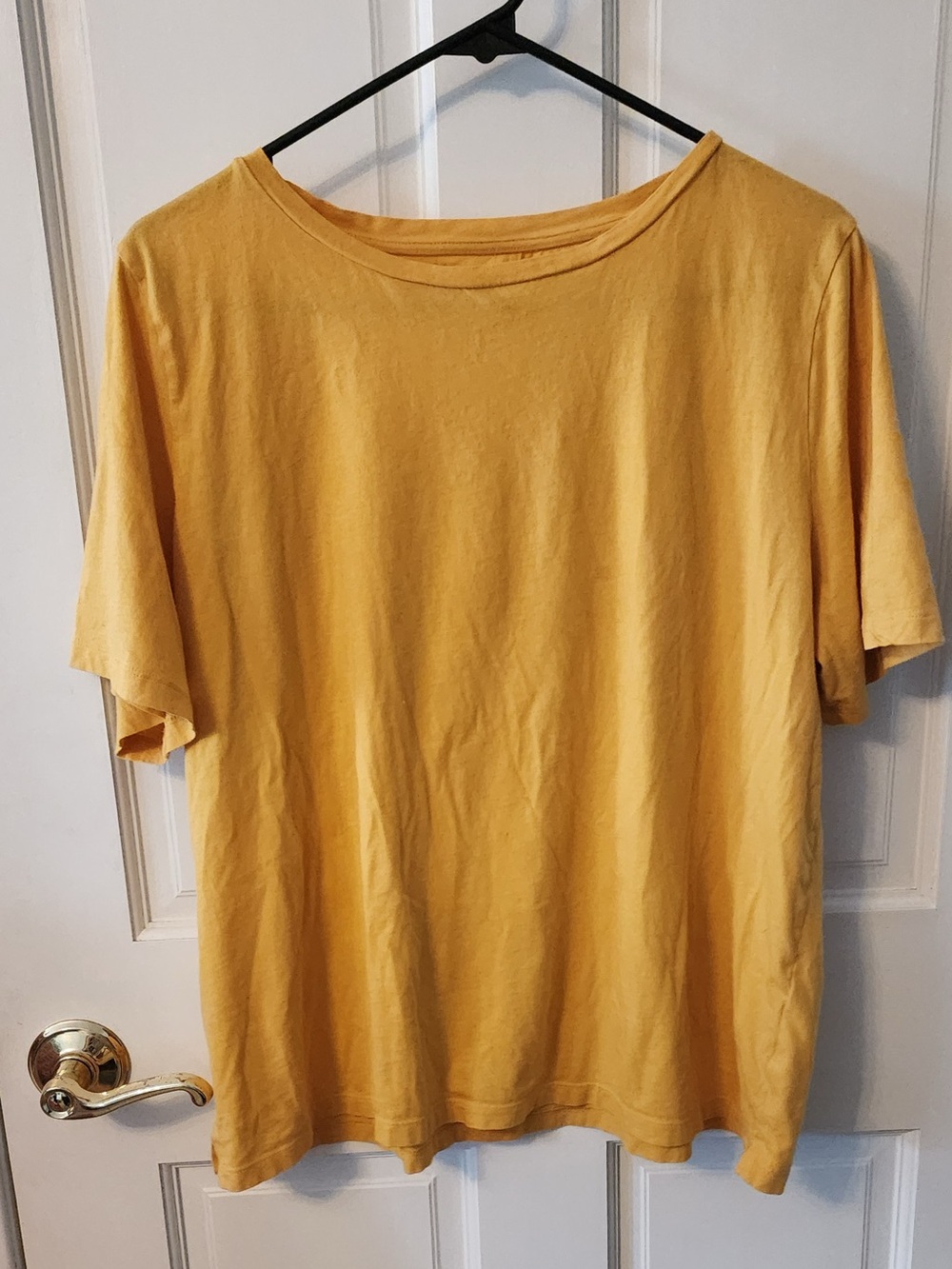 Eileen Fisher Mustard Yellow Short-Sleeve Crewneck Tee